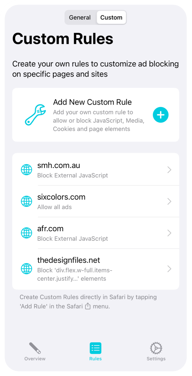 Magic Lasso Adblock Custom Rules screenshot