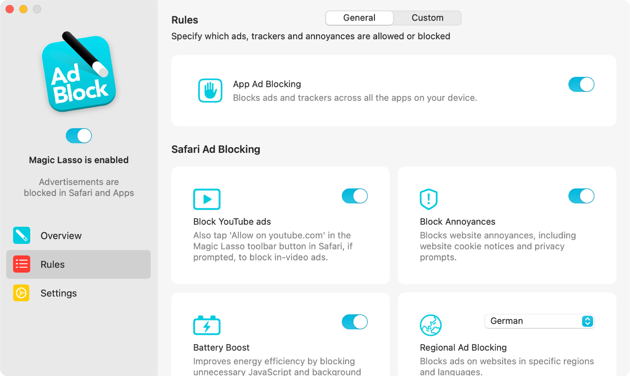 Magic Lasso Adblock Rules screenshot
