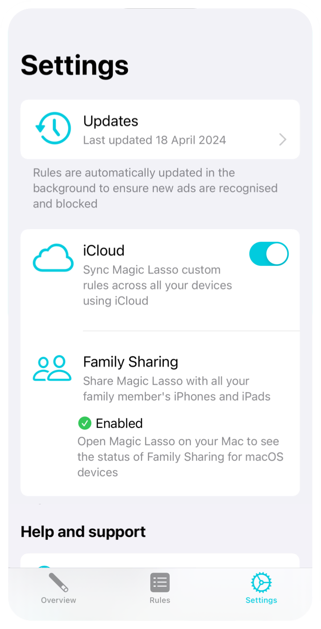 Magic Lasso Adblock Settings screenshot